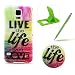 Produktbild Für Samsung Galaxy S5/S5 Neo Hülle Silikon Schutzhülle Tasche Case,Weiches Silikon TPU Gel Bumper Case Etui Schale Cover Skin,Herzzer Modisch Hochwertig Ultra Dünn Slim Thin Bunt Handytasche Mit [Lebe das Leben,das Du liebst Muster] Guter Schutz Kratzfest Flexibel Leicht Gummi Rubber Jelly Soft Protective Stabil Handyhülle Schutztasche Back Cover Case Shell für Samsung Galaxy S5/S5 Neo + 1 x Frei Grün Handy Halterung Ständer + 1 x Frei Grün Touch Pen Stift Stylus