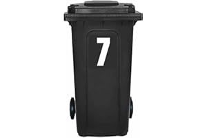 Pack of 4 White Wheelie Bin Number 7 Stickers (17 cm) Vinyl Bin Stikcers Packwith® #PBN10-7