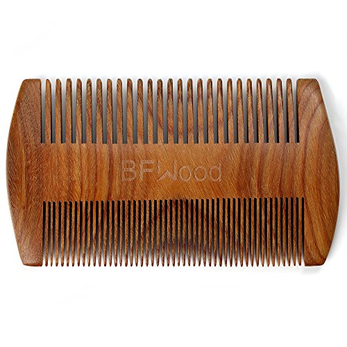 BFWood Bartkamm – Sandelholz Kamm mit Lederetui - 2