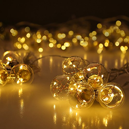 LE Birne Lichterkette 6M gelbwarmweiß 4.5w IP44 Wasserfest Kugel Kupferdraht Beleuchtung Deko für Party Weihnachten Dekolampe 25 Birnen - 6