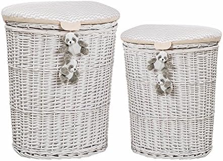 Set 2 Toy Baskets - Made in italy - Cream, White - Rush and wicker material - Picci