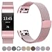 Produktbild Fitbit Charge 2 Armband, HUMENN Luxus Milanese Edelstahl Handgelenk Ersatzband Smart Watch Armbänder mit Starkem Magnetverschluss für Fitbit Charge 2, Small Rosa