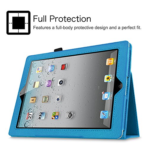 Fintie iPad 2 / 3 / 4 Hülle Case – Folio Slim Fit Kunstleder Schutzhülle Cover Tasche Etui mit Auto Schlaf / Wach Funktion für Apple iPad 2 / iPad 3 / iPad 4, Blau - 6