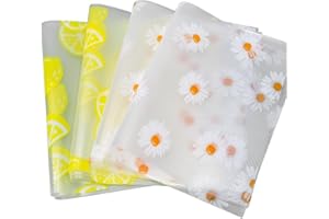 LPAMABA 10 Fogli Tappetini per Frigorifero Antibatterici 45x30 cm Tappetini Frigorifero Antiscivolo Tappetini Fodera per Frigorifero in Eva Lavabile Tappetino Cassetti Cucina con Margherita e Limone