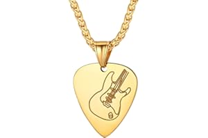 Suplight Guitar Picks Pendant, Guitar Chain Necklace for Music Lovers, Rock Jewellery for Men Boys