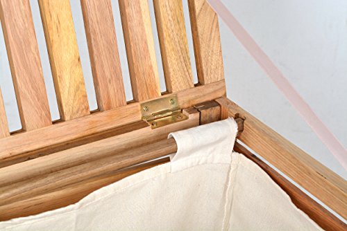 Wäschekorb Wäsche Truhe Sammler Box 66 cm Höhe Badmöbel Massiv Walnuss Holz - 5