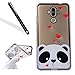 Produktbild Huawei Mate 9 Silikon Handy Hülle,Leeook Elegant Retro Luxus Schön Funny Cute Lovely Panda Rot Liebe Herz Crystal Soft Clear Case Electroplate Plating Silber Frame Scratch-Resistant Bumper Soft Rückseite Cover Tasche Ultradünne Galvanisiergeräte Weicher Gel TPU Tasche Schutzhülle Hülle Tasche für Huawei Mate 9 + 1 x Schwarz Eingabestift-Panda Red Love Heart