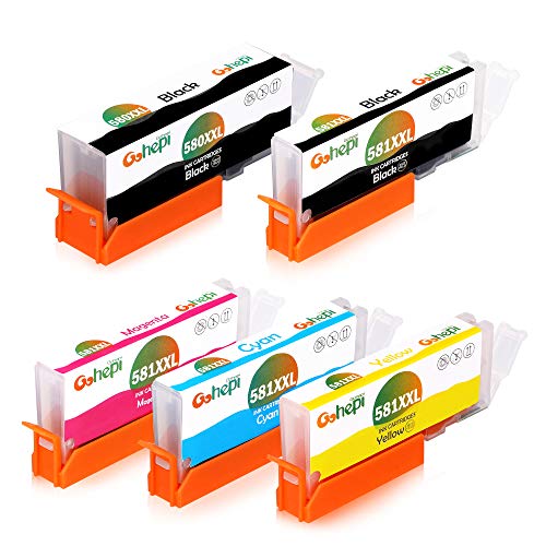 Gohepi Reemplazo para Canon 580XXL 581XXL PGI-580 CLI-581 Cartuchos de Tinta Compatiable con Canon Pixma TR7550 TR8550 TS8150 TS6150 TS6151 TS8151 TS8152 TS9150 TS9155 (5 Color-PGBK/BK/C/M/Y)