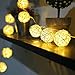 Produktbild Zoeson Woven Rattan Lampe/Lichterketten 3m / 9.8ft 20 LED Warm White Rattan Kugeln Lichterketten Batteriebetrieben für Indoor Schlafzimmer Weihnachten Hochzeit Dekoration