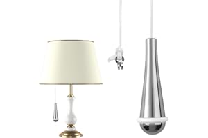 ASIRYVA 1 Pcs Bathroom Light Pull, Chrome Teardrop Pull Cord Handle with 150cm White Nylon String Extension for Bathroom Toilet Ceiling Light Fan Blind