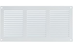 Steinberg14 Biała kratka wentylacyjna 300 x 150 mm, metalowa kratka wentylacyjna z kratką chroniącą przed owadami – kratka wylotowa