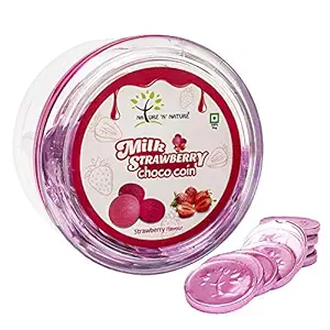 NATURE N NATURE Pink Coin Strawberry Milk Chocolates, 135gms Round Gift Pack, 60pcs, Coin Chocolate Gifts for Holi, Rakhi, Diwali, Anniversary, Birthday, Christmas, Valentines