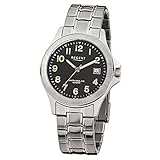 Regent Herren-Armbanduhr Elegant Analog Edelstahl-Armband silber Quarz-Uhr Ziffernblatt schwarz URF116
