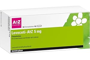 ‎ABZ PHARMA Levoceti-AbZ 5 mg Filmtabletten: Mit Levocetirizin gegen die Symptome von Heuschnupfen, chronischer Nesselsucht und ganzjährigen Allergien wie Hausstaub- oder Tierhaarallergien, 50 Filmtabletten