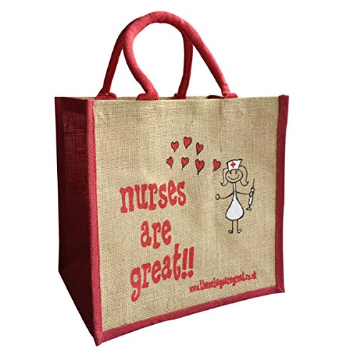 Nurses are Great Reusable Jute Shopping Bag from 'These Bags are Great' - Good Size Bag Gift - FREE DELIVERY