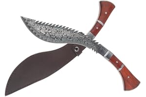 COLTEK Coltello Kukri a Lama Fissa Machete In Acciaio 440 con Fodero In Pelle Da Caccia