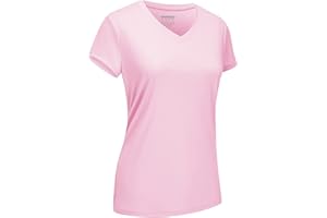 EKLENTSON Women's Short Sleeve T Shirts V-Neck UV Protection UPF 50+ Shirts Quick Dry Lightweight Summer Running Top