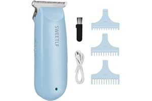 SWEETLF Cordless Hair Clipper, Small Clipper Portable Rechargeable Hair Trimmer, Electric Hair Cutting Kit with 3 Guide Combs for Infant Kid Children Men Women Pet(Blue)