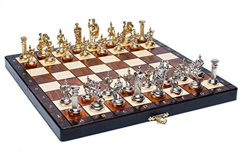 Woodeyland ROMAN GREEK Army METAL Chess Set PREMIUM QUALITY!