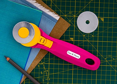 Guss & Mason Rollschneider 45 mm mit gratis Ersatzklinge in Pink, Blau, Grün. Stoffschneider für Stoff und Leder. Das perfekte Nähzubehör - 4