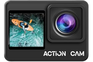 Nvgfelis Dual Screen Action CAM FHD 1080P, cámara subacuática Resistente al Agua hasta 40 m, Action Camera con 2 baterías Recargables de 1050 mAh y Juego de Accesorios