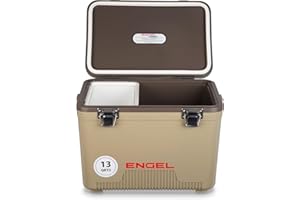 ENGEL Cooler Box 12.3 L - Leak-Proof, Air Tight, Drybox Cooler for Camping, Fishing, Hiking,Picnic - Mini Ice Boxes Large Enough for 15 Cans, 38 x 25.4 x 28.5 CM Small Cool Box for Drinks and Food