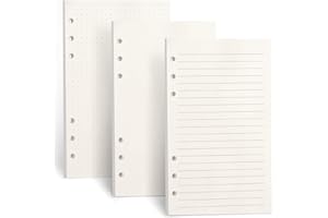 FYY Carta A6,carta di ricarica A6 135 fogli (270 pagine) per quaderno con 6 raccoglitori ad anelli,ricariche per Filofax A6,appunti,diario,schizzo,diario dei proiettili(vuoto+linea+punteggiato)