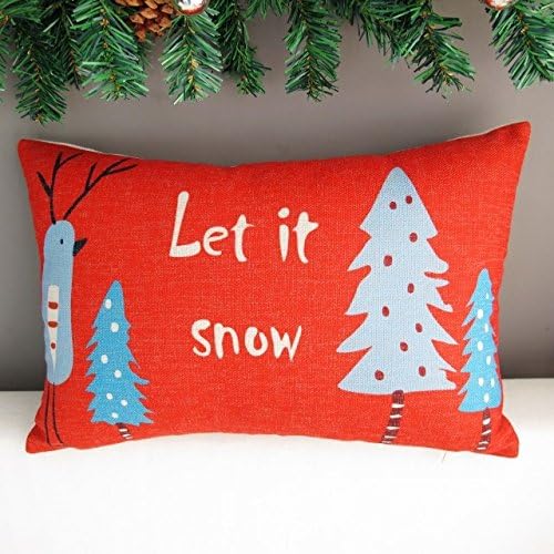 Cunguang Christmas New Year gift Nordic tree deer cotton pillow car sofa cushion cover office nap pillow,Core,To192 [waist pillow] antlers bird red