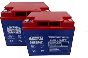 Great British Energy Batteries - Heavy Duty Gel Leisure Battery 2x 12v 50ah Reliable and Long Lasting Replacement Mobility Scooter Batteries also used in Electric Wheelchairs