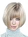 Tsnomore Short Straight Mix Color Fashion Full Bangs Soft Touch Bob Women Wig (Light Blonde)
