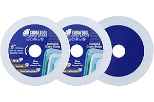 SHDIATOOL Tarcza do cięcia szkła diamentowego 125 mm, ultra cienka tarcza tnąca do płytek, ceramiki, marmuru porcelanowego 125 mm (3 sztuki)