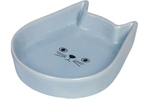 Nobby Ciotola in Ceramica per Gatti Kitty Face Azzurro 13 x 16 x 3 cm