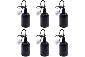 Neikafan 6 Piezas Portalamparas E27 Casquillos Para Bombillas e27 Lámpara Convertidor de la Bombilla Casquillos E27 con Cable y Terminal (Negro)