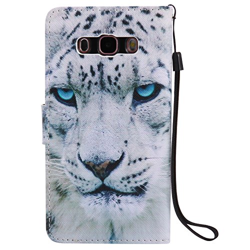 Feeltech Samsung Galaxy J510/J5 2016 Hülle PU-Leder und Brieftasche Bunte Muster Fall mit Magnetverschluss, Hybrid-Kickstand mit Stand-Funktion, schlagen Sie schützende weiche TPU Stoßstangenabdeckung und Kreditkartenhalter für Samsung Galaxy J510/J5 2016 Handgelenk Bügel-Buch-Art-Geldbeutel-Tasche mit 2 In 1 Berühren Sie Stift – White leopard - 3
