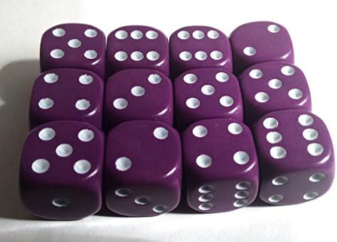 Purple 16mm D6 Opaque x12 Dice