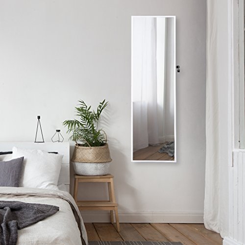 LANGRIA Espejo Joyero de Pared con Marco Estrecho y con Espejo Interior