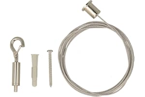 MASIDEF MEMBER OF THE WüRTH GROUP Kit de fijación suspendido de techo colgante, cable de acero inoxidable 2 metros, ojal de mosquetón Gripper, peso máximo 14 kg, Gris, CC292002