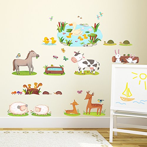 Decowall, DW-1403, Field of Animals Wall Stickers