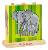 Eichhorn 100003623 – Holz-Bilderwürfel-Puzzle – 9 Würfel – 4 Motive zum Stecken – 14x14cm - 4