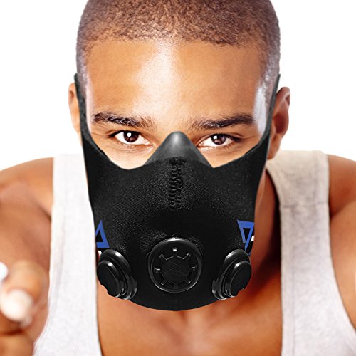 TRAININGMASK Elevación máscara de Entrenamiento de Resistencia para Ejercicios, Fitness, Correr, Deportes, Crossfit Entrenamiento a intervalos de Alta Intensidad ... (Black, Medium)