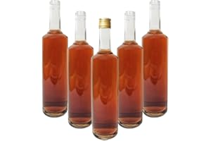 DIAH DO IT AT HOME Set di 5 bottiglie in vetro LINA da 750 ml (0,75 l) + tappi a vite per riempire da soli bottiglie di gin, grappa, liquore, vino