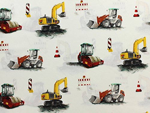 Baumwollstoff, Kinderstoff, Baumwollstoff Bagger & Traktor