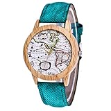 Giulogre 2019 Damen Armbanduhren Kinder Zeiger Outdoor Uhren Glas Gesicht Rundes Zifferblatt Mit Denim Band Quarzwerk Analog Uhren Jugendliche Mädchen Jungen (Grün)