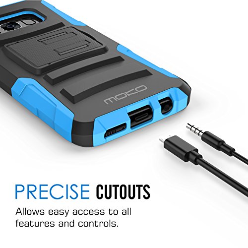MoKo Samsung Galaxy S8 Plus Funda - Cuerpo de la Resistente Funda Giratoria con Clip de la Correa Resistente Choque de Doble Capa para Samsung Galaxy S8 Plus Smartphone  Azul