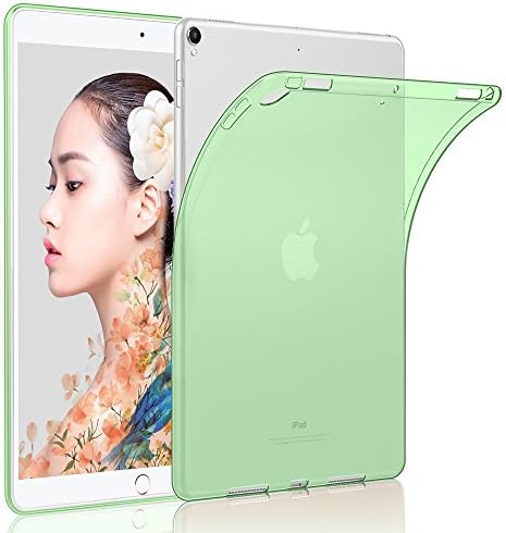 iPad Pro 10.5 2017 Case Cover, HZSSEC iPad Pro 10.5" Inch Soft Flexible TPU Case [Crystal Clear] Transparent Back Protector Cover Shockproof, Green