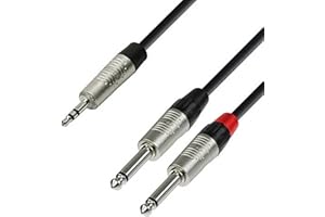 Adam Hall Cables 4 STAR YWPP 0300 - Cable de Audio REAN de Minijack 3,5 mm estéreo a 2 Jacks 6,3 mm mono 3 m