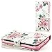 Produktbild Saxonia Tasche Samsung Galaxy S6 Edge Hülle Flip Case Schutzhülle Handytasche mit Kartenfach Motiv Blumen Rosen Weiß