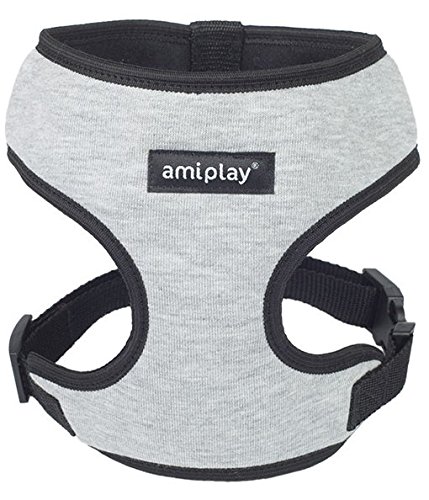 amiplay Harnais ‘Scout Denver’ | harnais souple pour chien | Harnais | Qualité et solidité supérieures, Couleur:Gris, Taille:L | max 39 [c] x 45-60 [d] cm