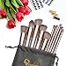 Qivange Makeup Brushes, Synthetic Kabuki Makeup Brush Set Foundation Blush Blending Eyeshadow Concealer Bronzer Powder Cosmetic Brush Kit(10pcs Coffee Gold)