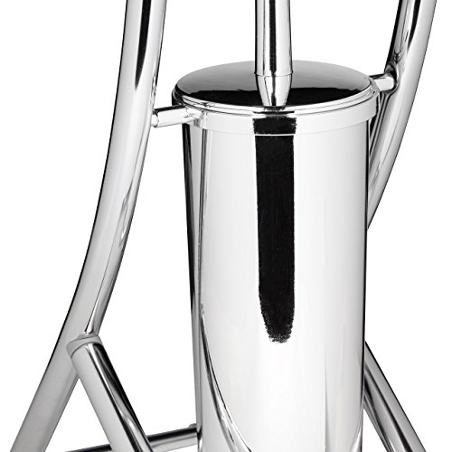 Relaxdays WC Garnitur CURVY HBT: 81 x 17 x 30 cm Toilettenbürstenhalter aus Metall in Edelstahl-Optik mit Toilettenpapierhalter und Klobürste als Klopapierhalter freistehend WC Bürstengarnitur, silber - 6